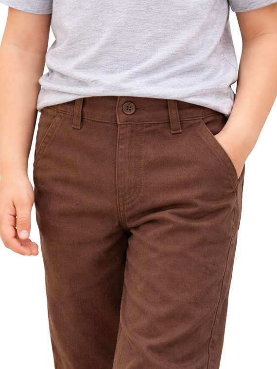 Boys Solid Mid Rise Chinos Casual Trouser - 22500211 -  Standard Image - 3