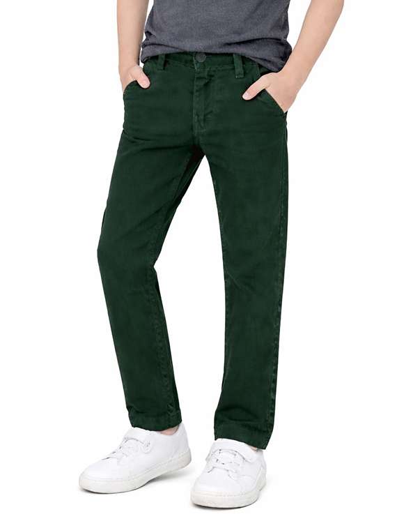 boys solid mid rise chinos casual trouser