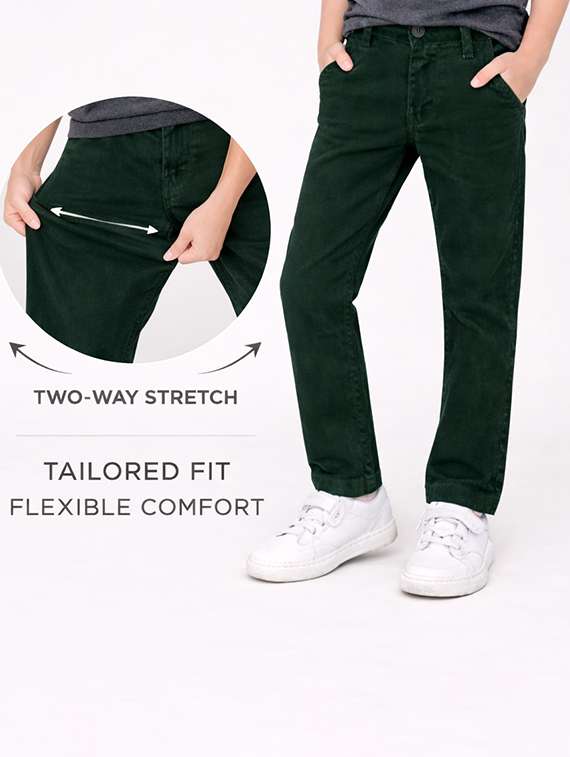 boys solid mid rise chinos casual trouser - 22500214 -  Standard Image - 3
