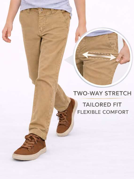 boys solid mid rise chinos casual trouser - 22500215 -  Standard Image - 3