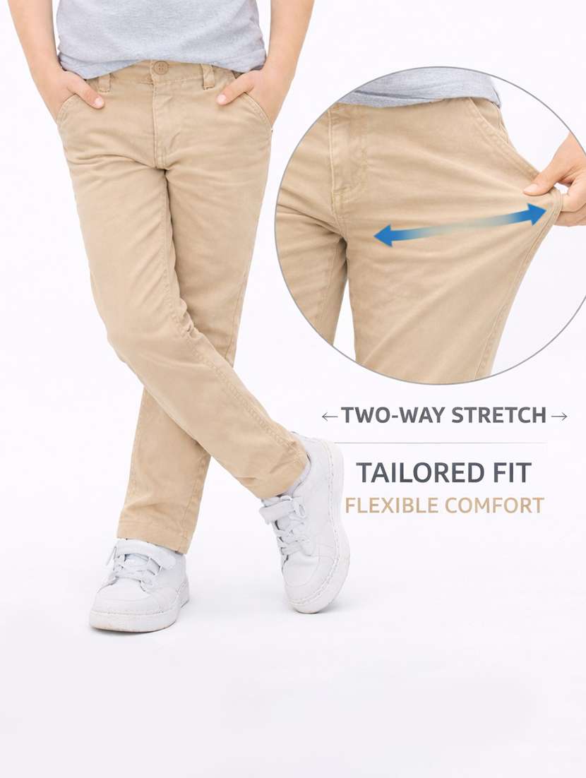 boys solid mid rise chinos casual trouser - 22500218 -  Standard Image - 5