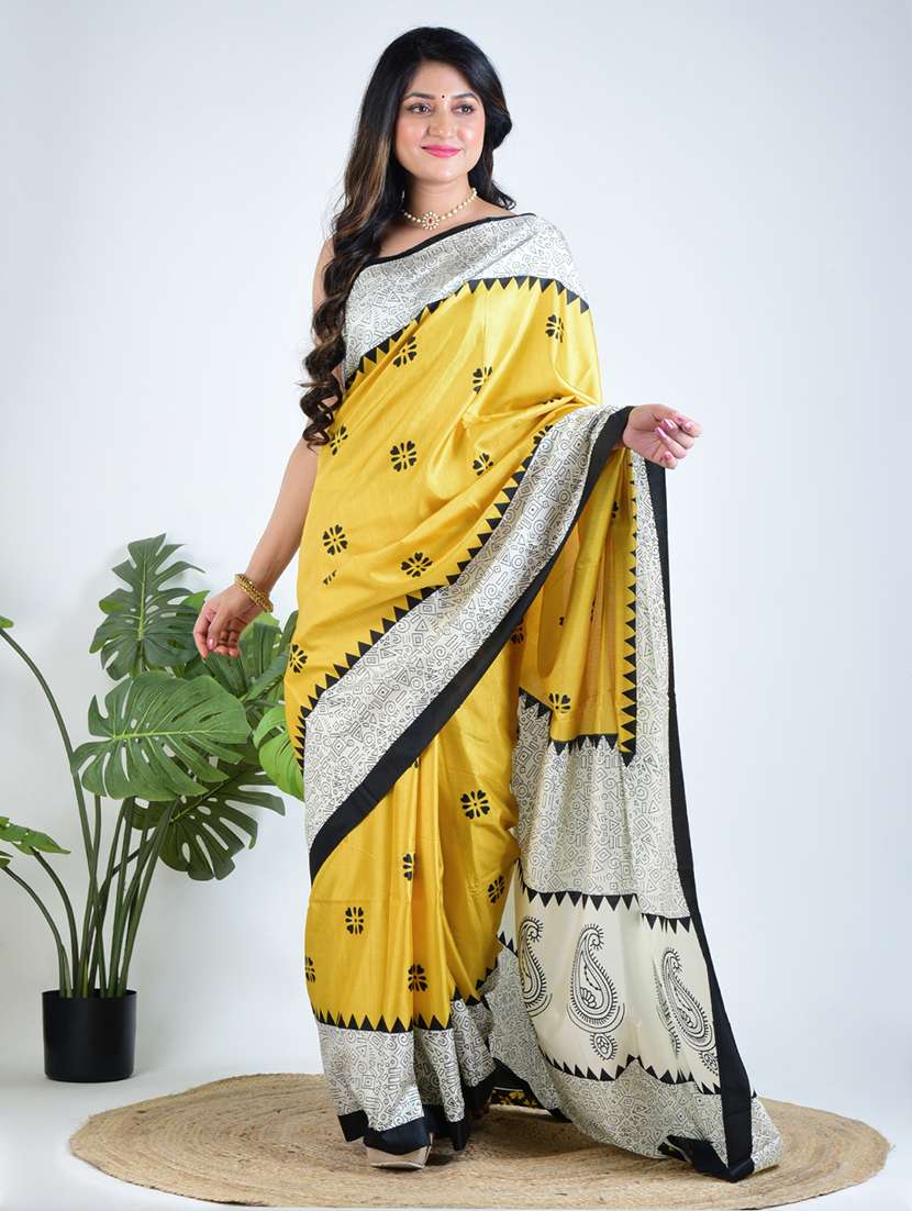 women printed casual wear saree with blouse