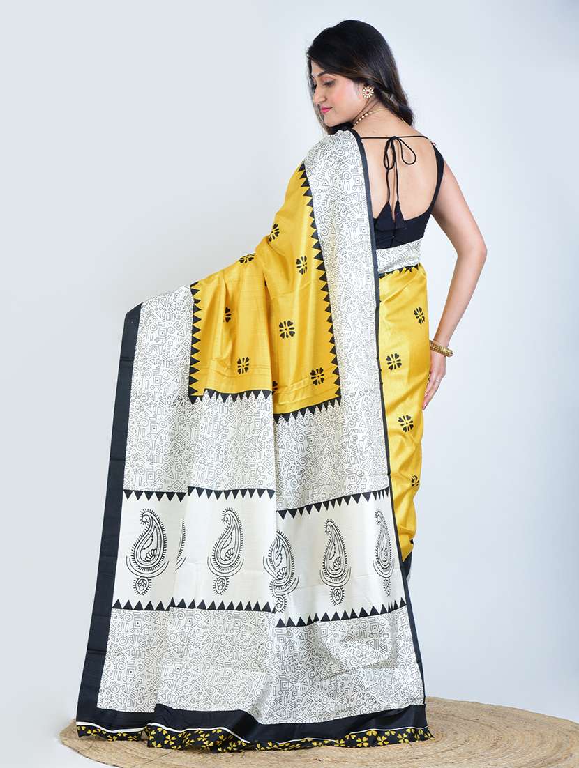 women printed casual wear saree with blouse - 22500239 -  Standard Image - 3