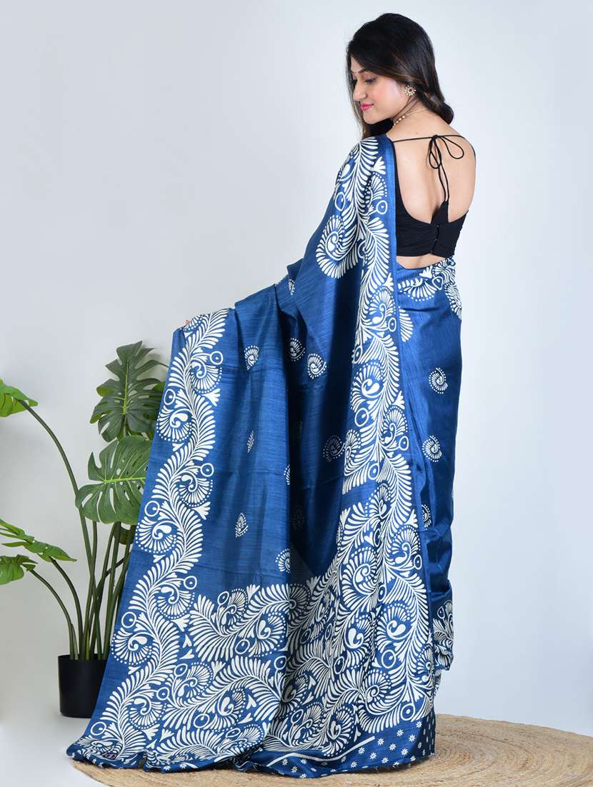 women printed casual wear saree with blouse - 22500240 -  Standard Image - 3