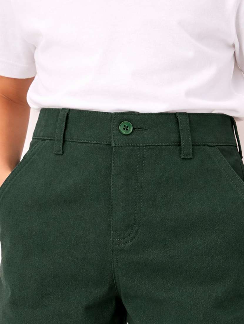 boys solid mid rise chinos casual trouser - 22500258 -  Standard Image - 3
