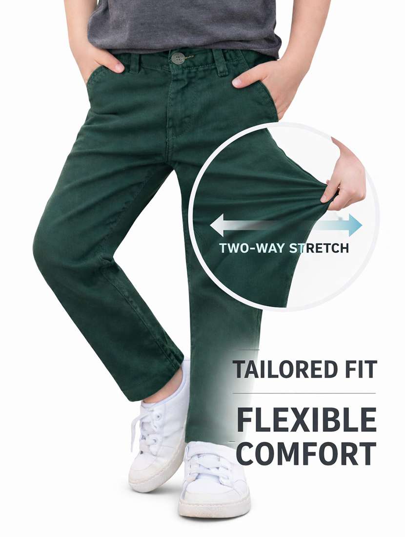 boys solid mid rise chinos casual trouser - 22500258 -  Standard Image - 5
