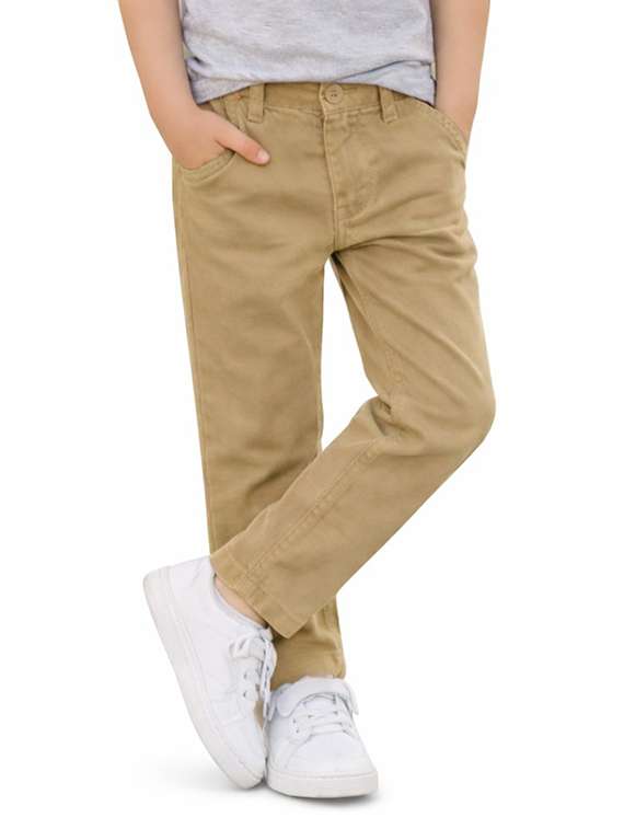 boys solid mid rise chinos casual trouser