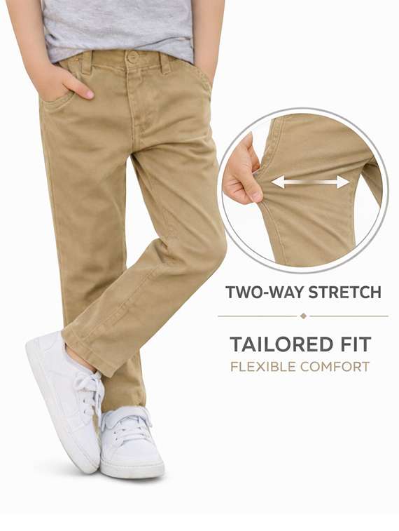 boys solid mid rise chinos casual trouser - 22500259 -  Standard Image - 3