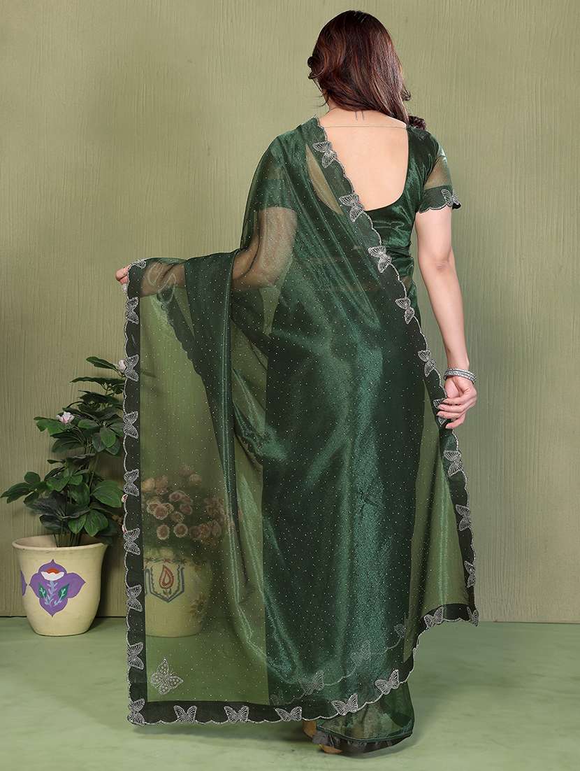 women solid with work embellished saree with blouse - 22500264 -  Standard Image - 3