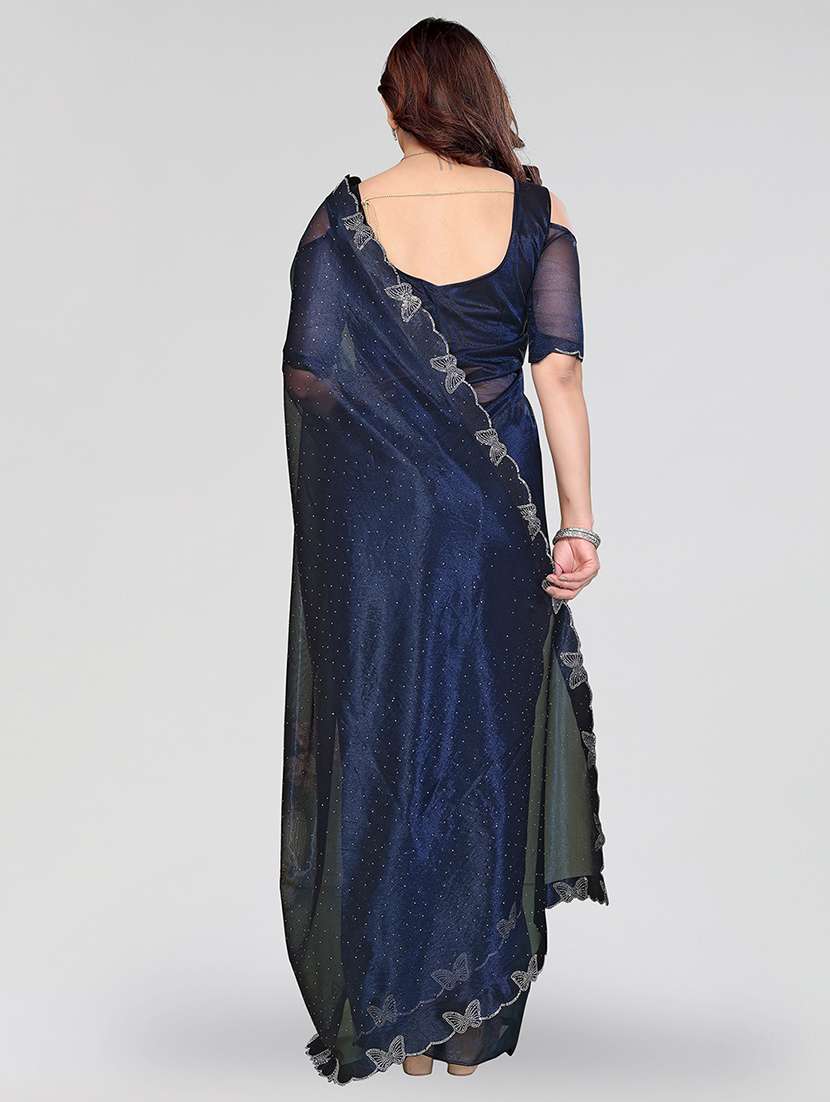 women solid with work embellished saree with blouse - 22500265 -  Standard Image - 3