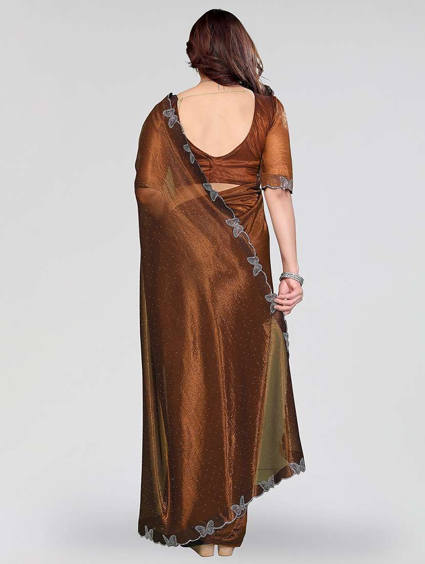 women solid with work embellished saree with blouse - 22500266 -  Standard Image - 3