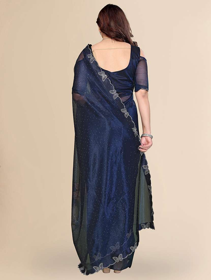 women solid with work embellished saree with blouse - 22500269 -  Standard Image - 3