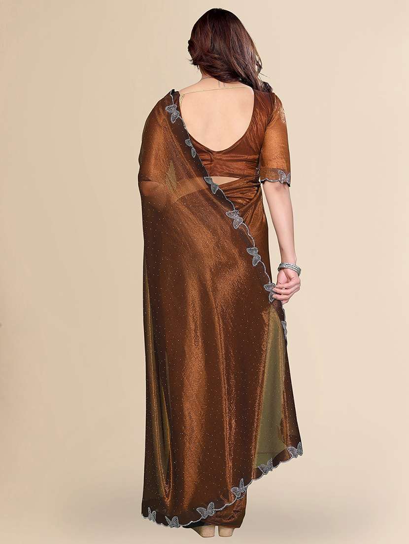 women solid with work embellished saree with blouse - 22500270 -  Standard Image - 3