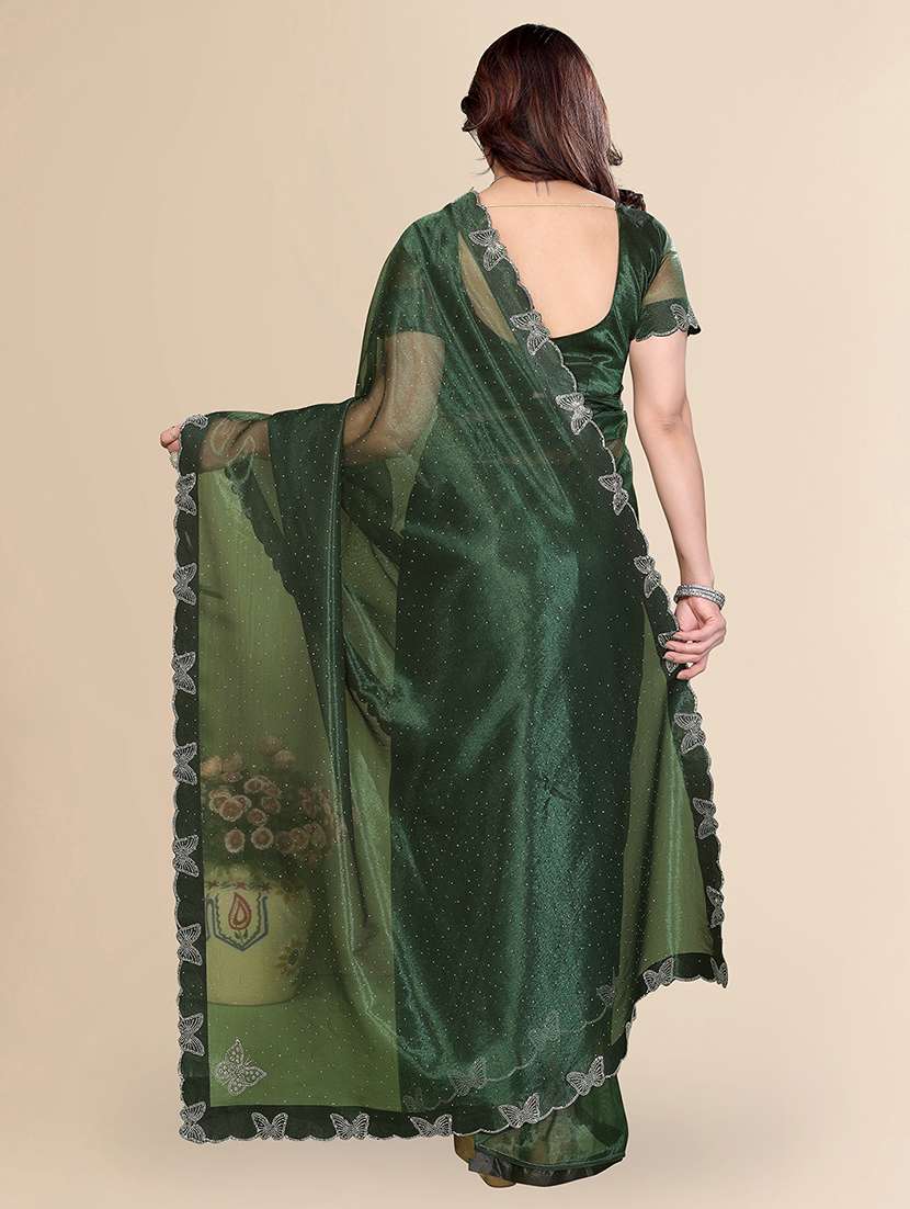 women solid with work embellished saree with blouse - 22500272 -  Standard Image - 3