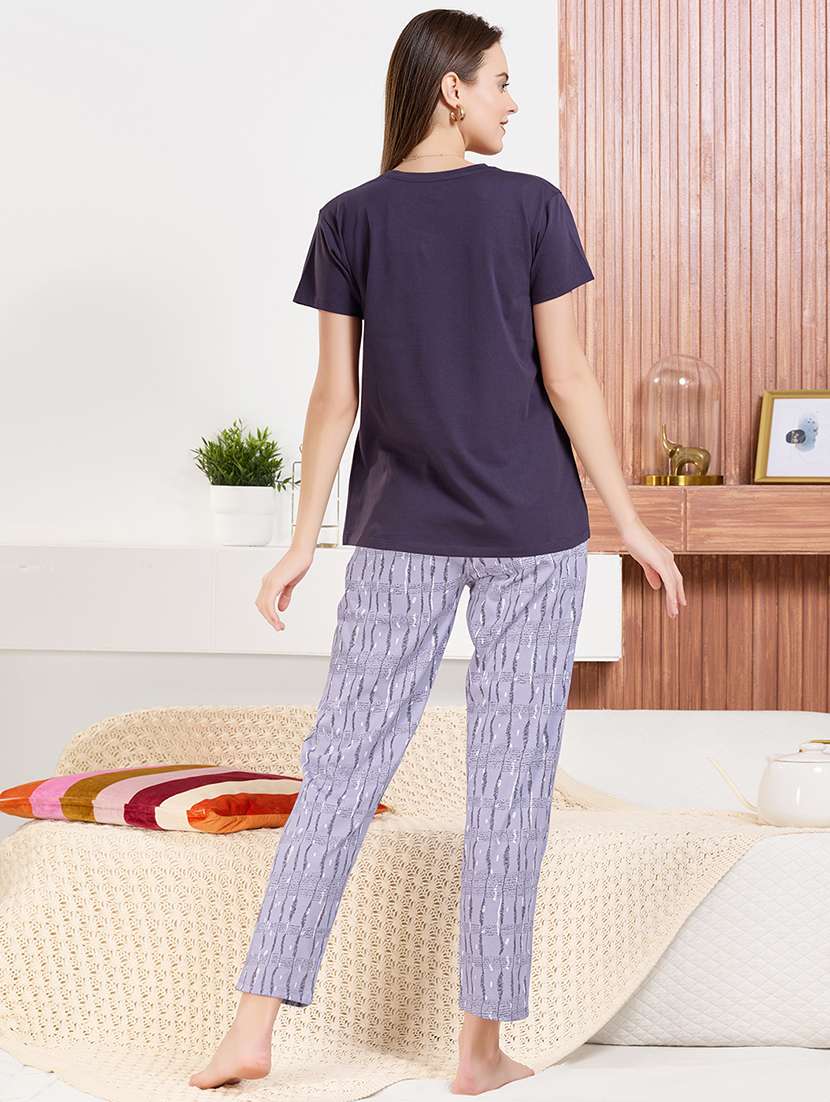 women printed short sleeves nightwear set - 22500277 -  Standard Image - 3