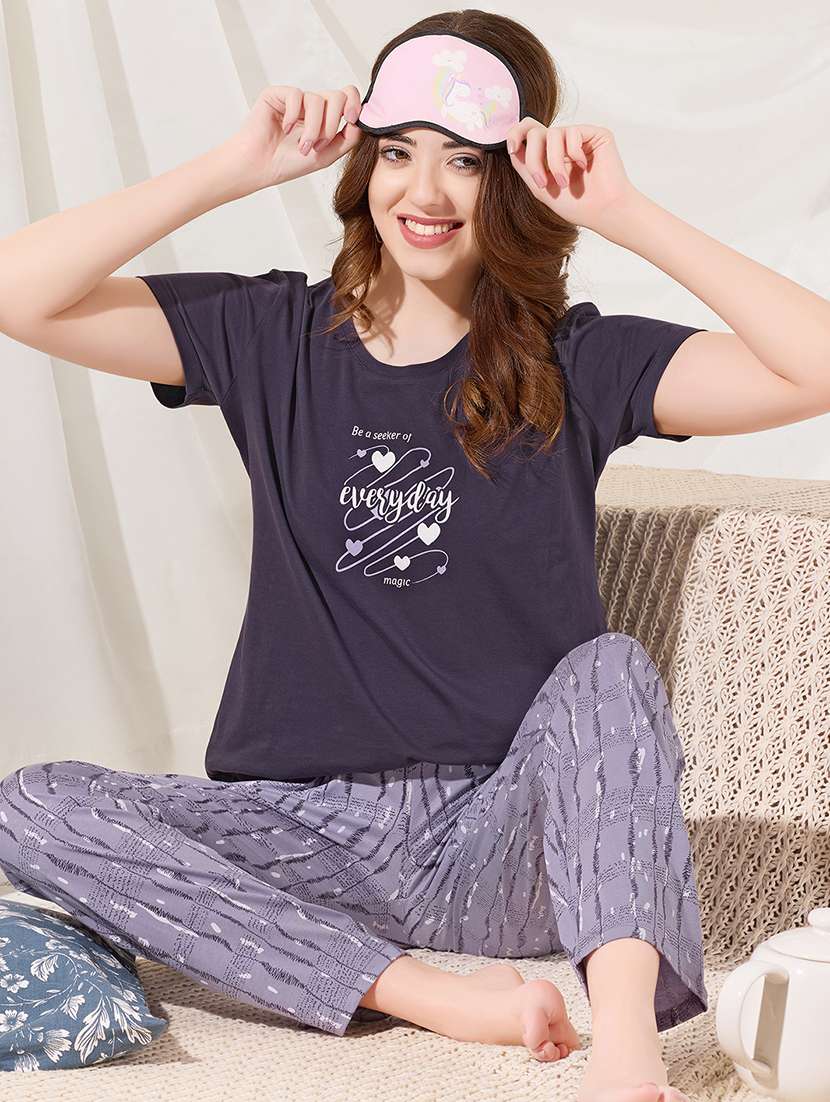 women printed short sleeves nightwear set - 22500277 -  Standard Image - 5