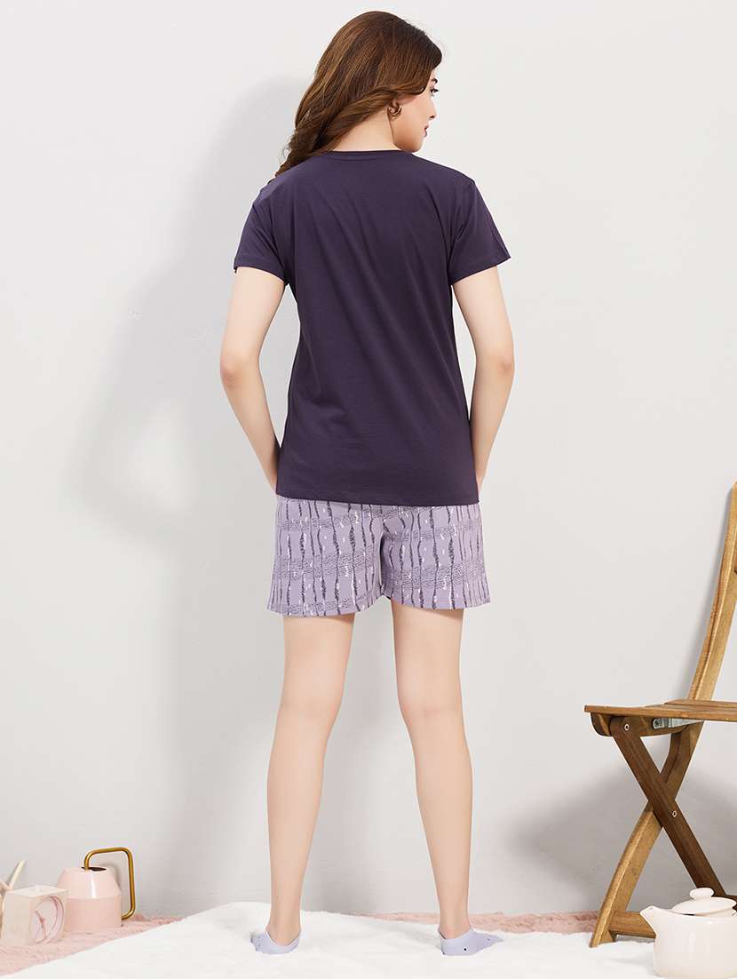 women printed round neck nightwear set - 22500278 -  Standard Image - 3