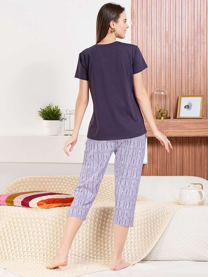 women printed round neck short sleeves capri set - 22500279 -  Standard Image - 3