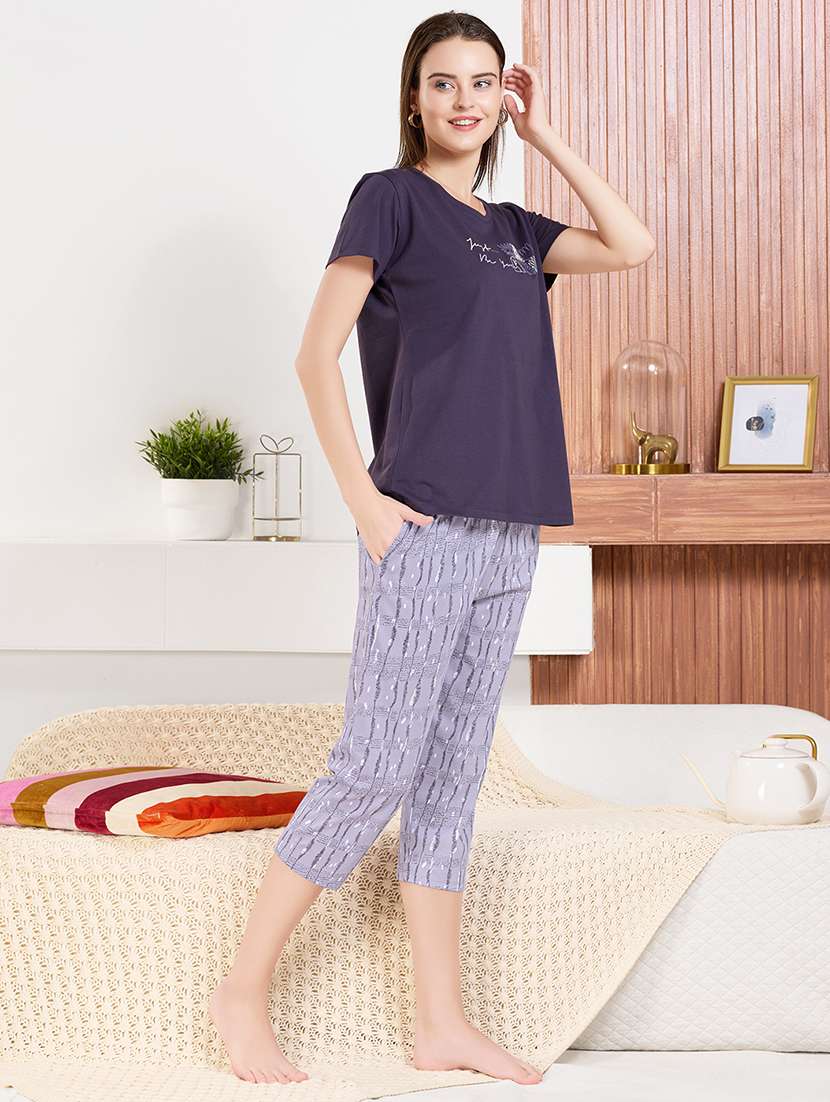 women printed round neck short sleeves capri set - 22500279 -  Standard Image - 5