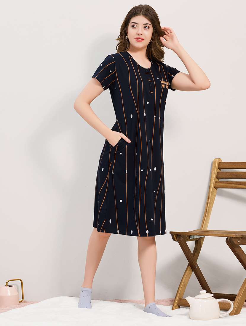 women printed round neck sleepshirt - 22500280 -  Standard Image - 3