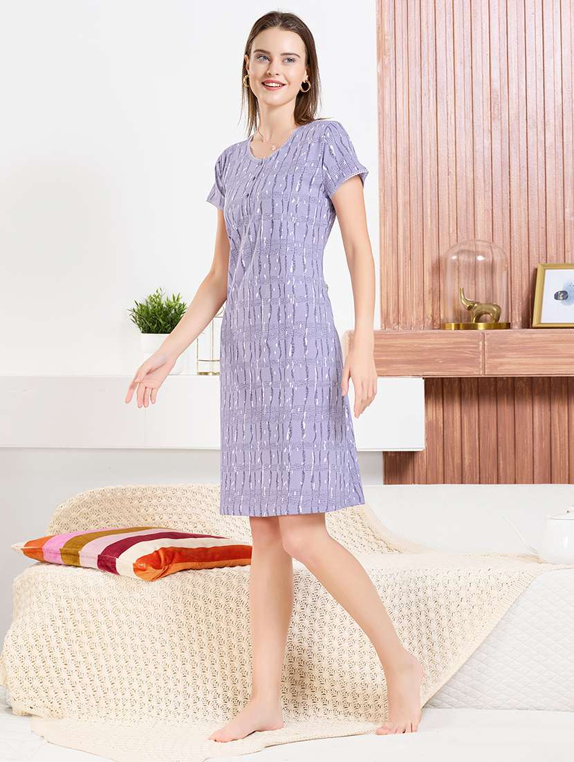 women printed round neck sleepshirt - 22500281 -  Standard Image - 3