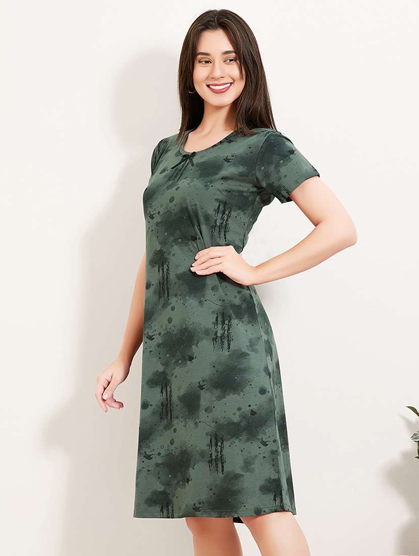 women printed round neck sleepshirt - 22500282 -  Standard Image - 3