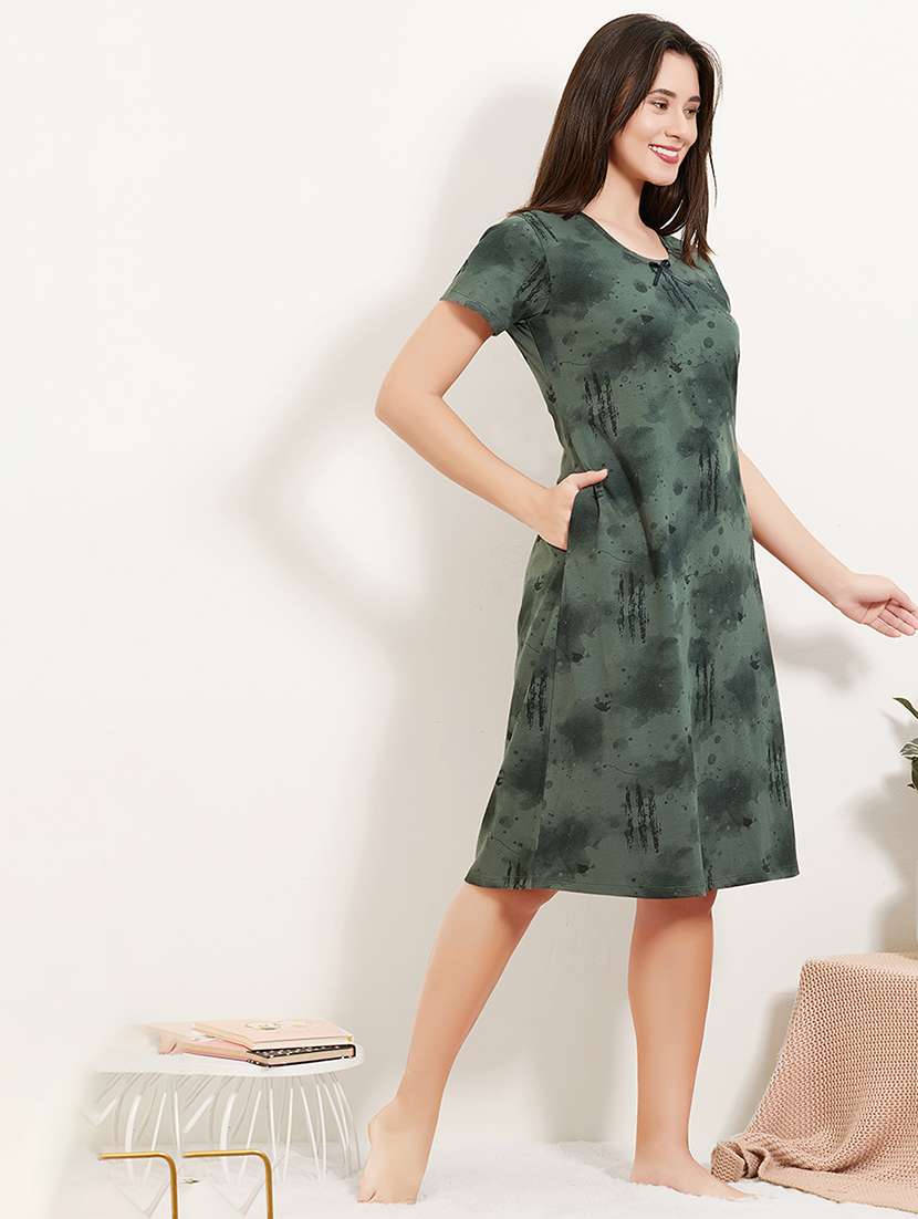 women printed round neck sleepshirt - 22500282 -  Standard Image - 5
