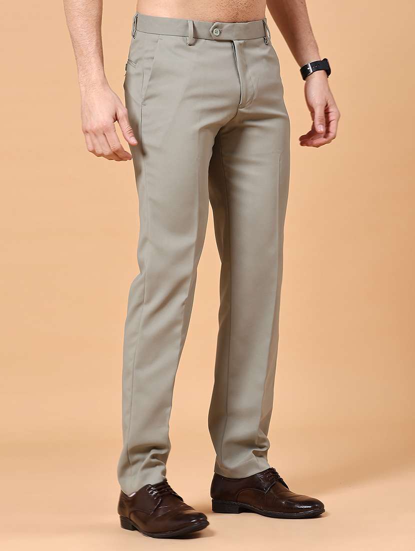 Men Solid Mid Rise Straight Formal Trouser - 22500285 -  Standard Image - 3