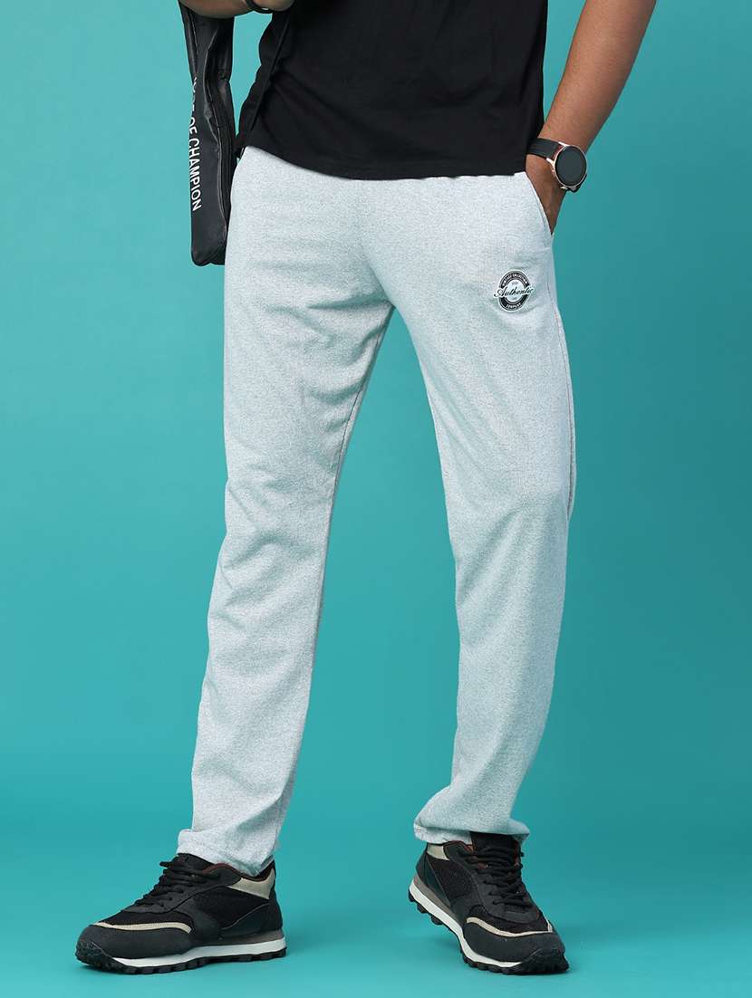 men melange mid rise regular fit track pant