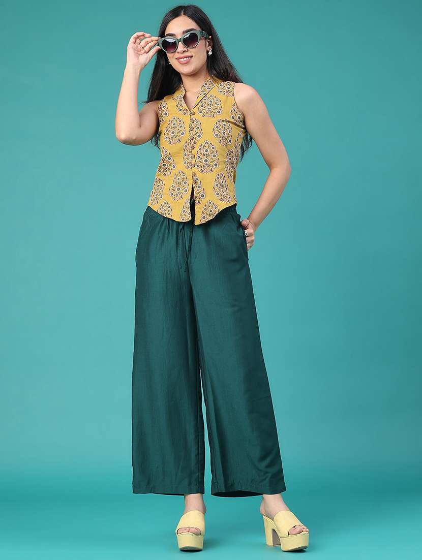 Women Solid Mid Rise Relaxed Fit Trouser - 22500485 -  Standard Image - 5