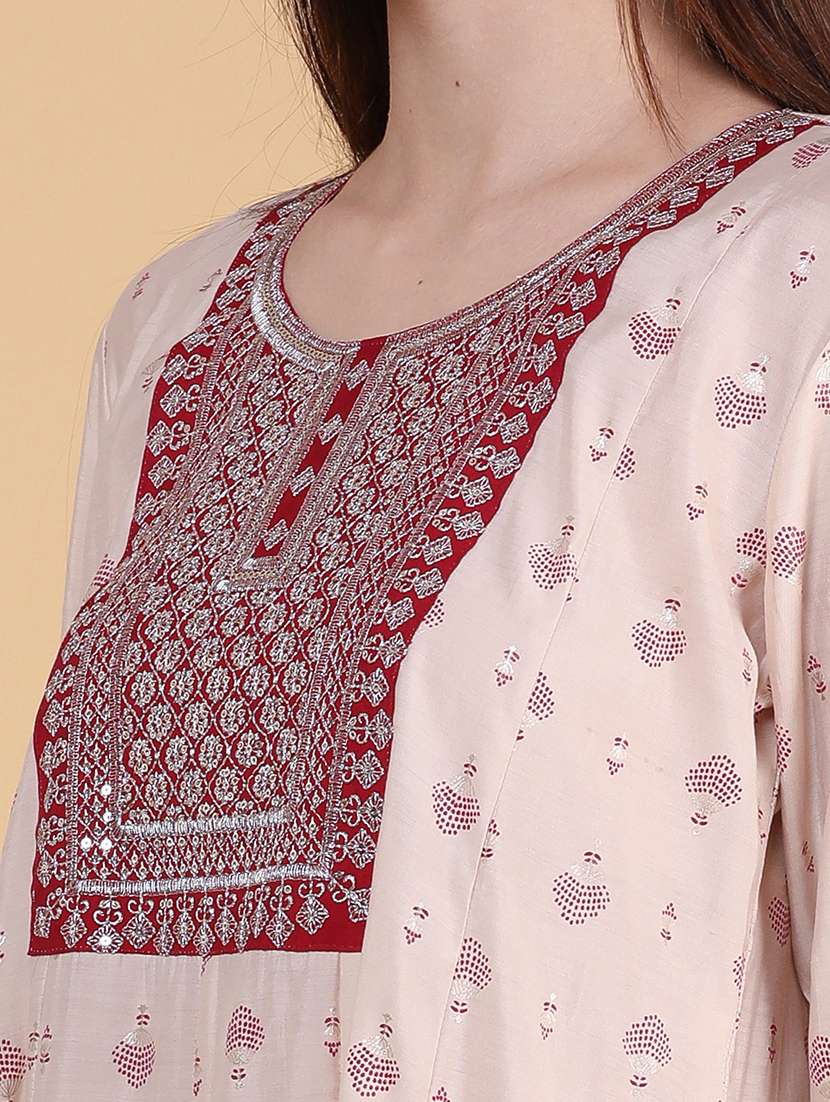 Women Printed Three Quarter Sleeve Anarkali Kurta - 22500852 -  Standard Image - 5