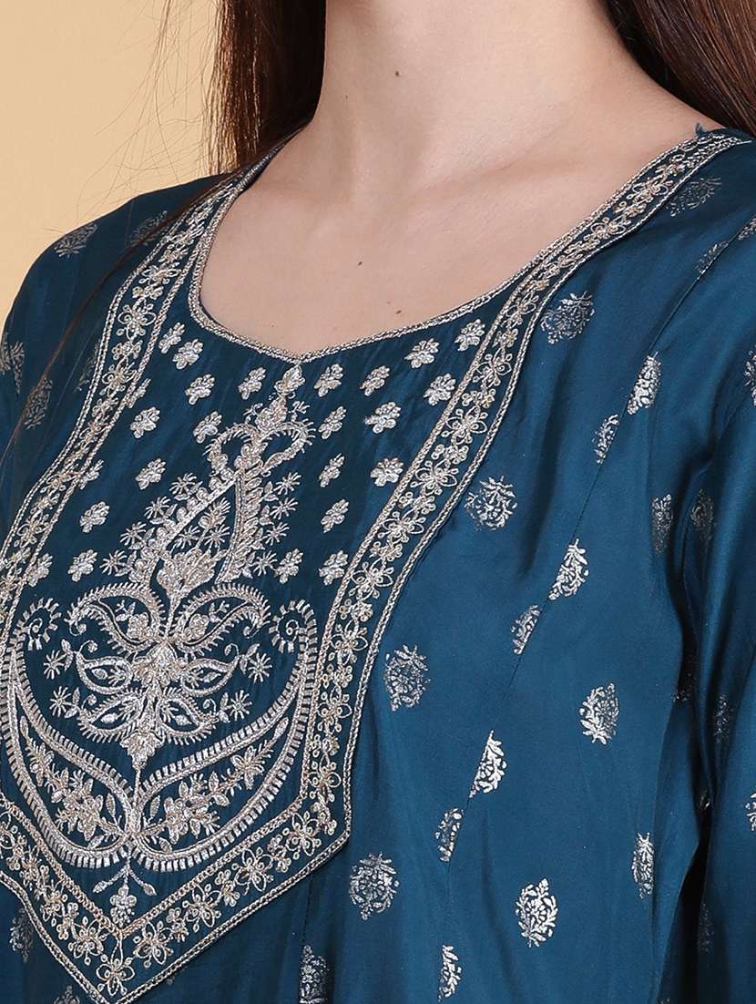 Women Printed Three Quarter Sleeve Anarkali Kurta - 22500854 -  Standard Image - 5