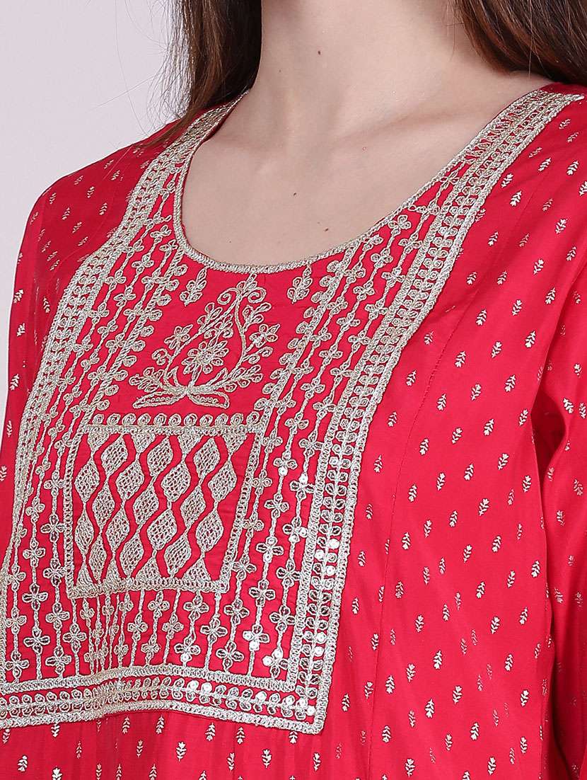 Women Printed Three Quarter Sleeve Anarkali Kurta - 22500855 -  Standard Image - 5