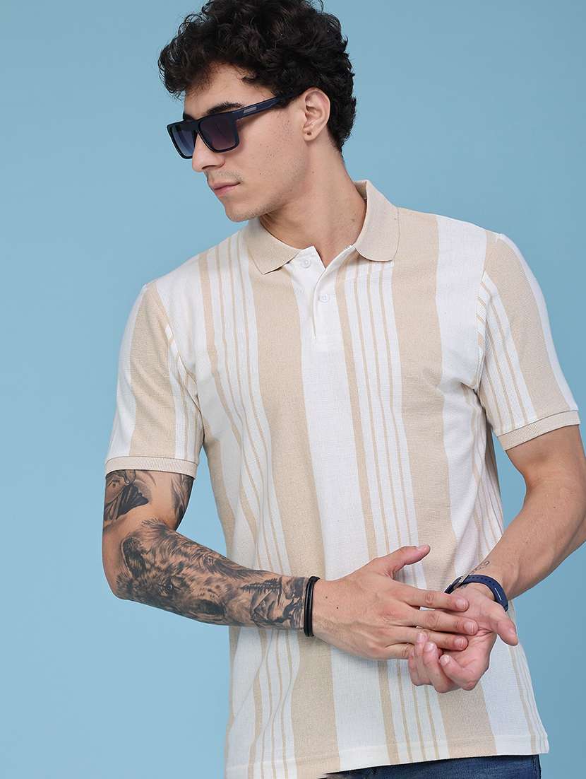 men striped long sleeve regular fit casual shirt