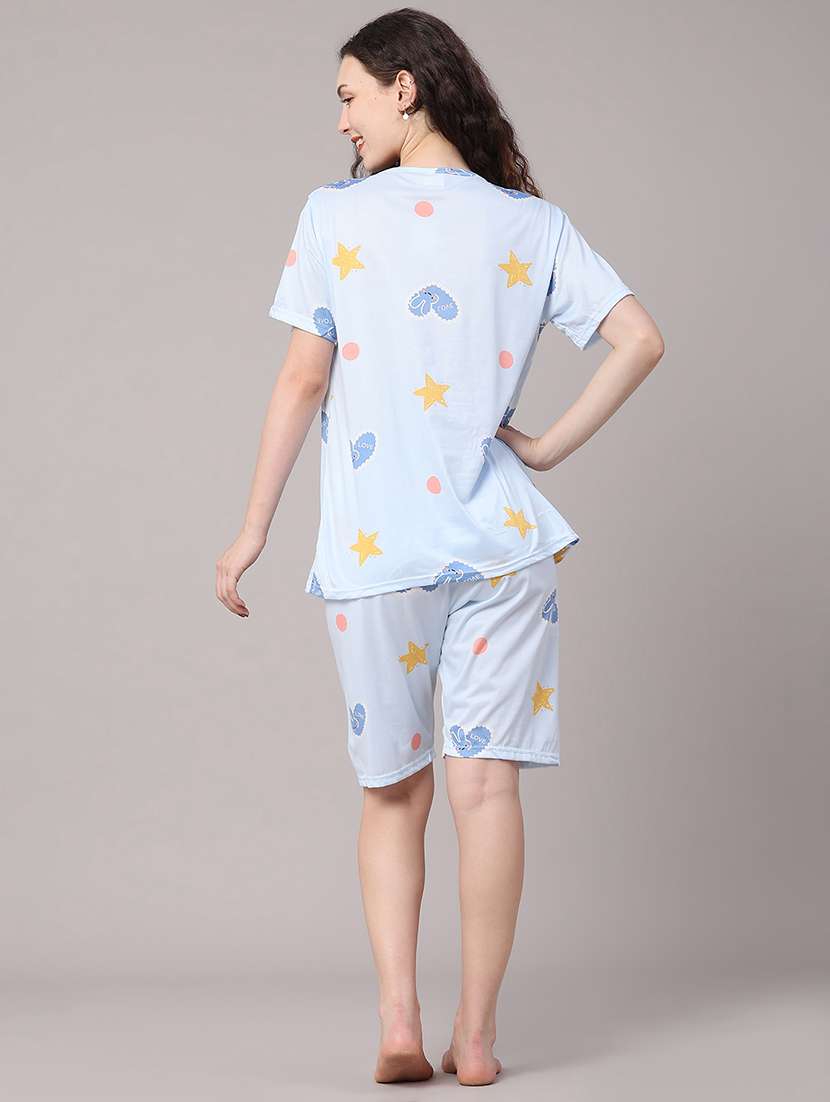 women printed round neck top and shorts set - 22500998 -  Standard Image - 3