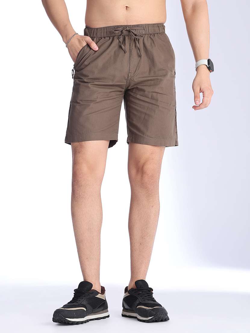 Men Solid Mid Rise Regular Fit Shorts - 22501060 -  Standard Image - 3