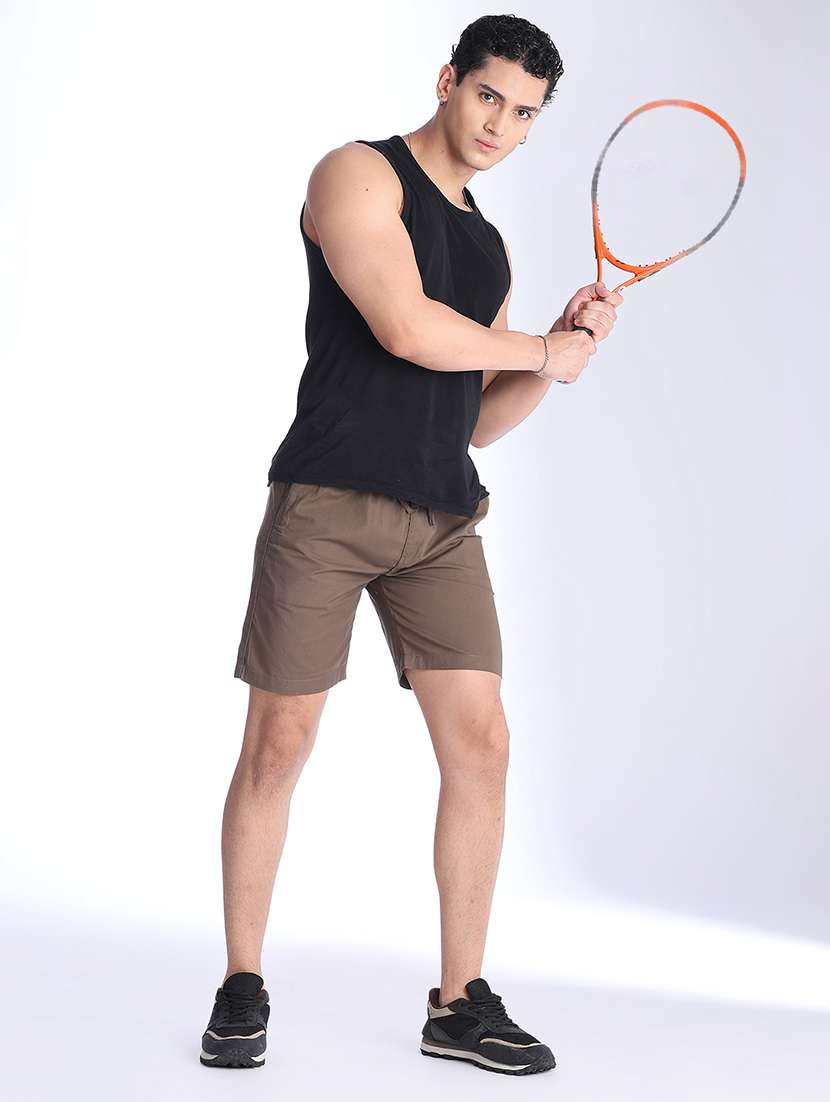 Men Solid Mid Rise Regular Fit Shorts - 22501060 -  Standard Image - 5