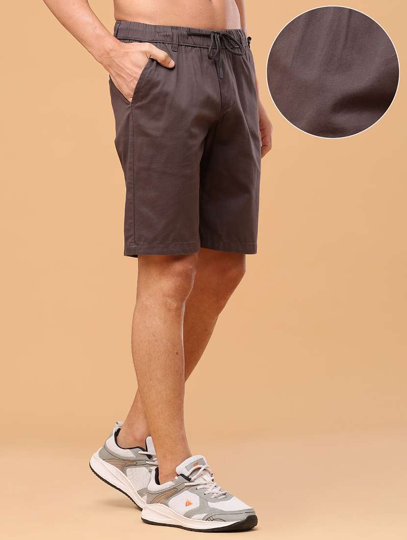 Men Solid Mid Rise Regular Fit Shorts - 22501089 -  Standard Image - 3