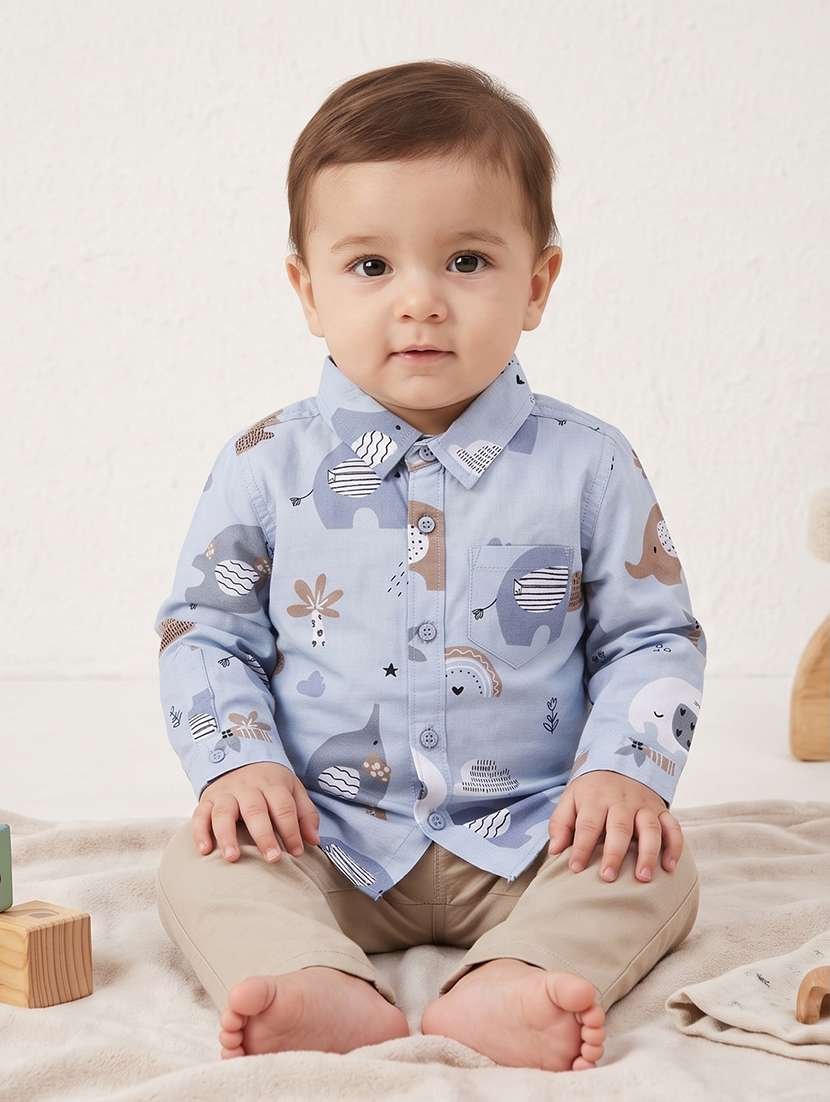 boys printed long sleeves regular shirt