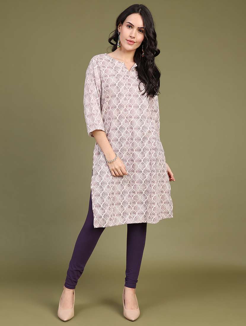 Women Solid Mid Rise Full Length Churidar Leggings - 22501205 -  Standard Image - 5