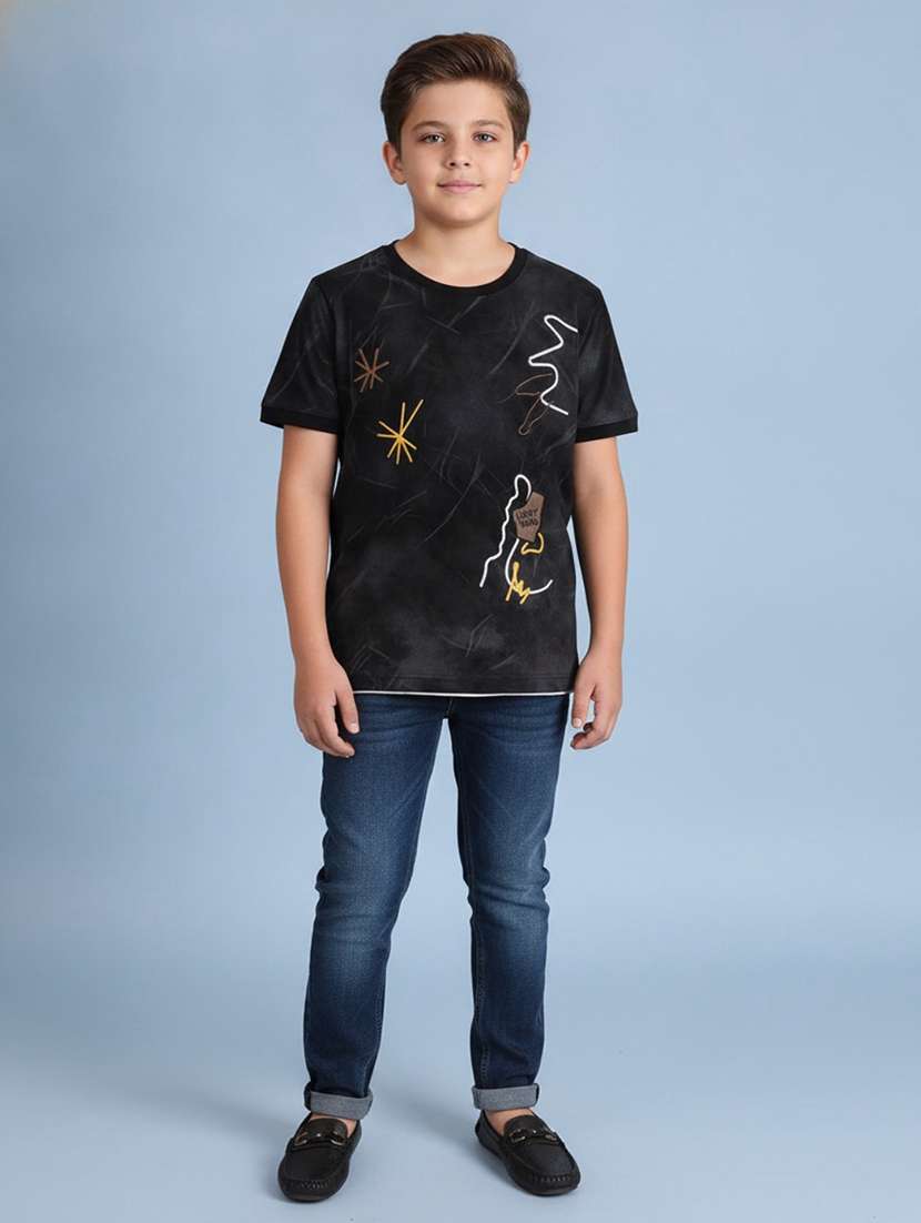 boys printed short sleeves regular fit t-shirt