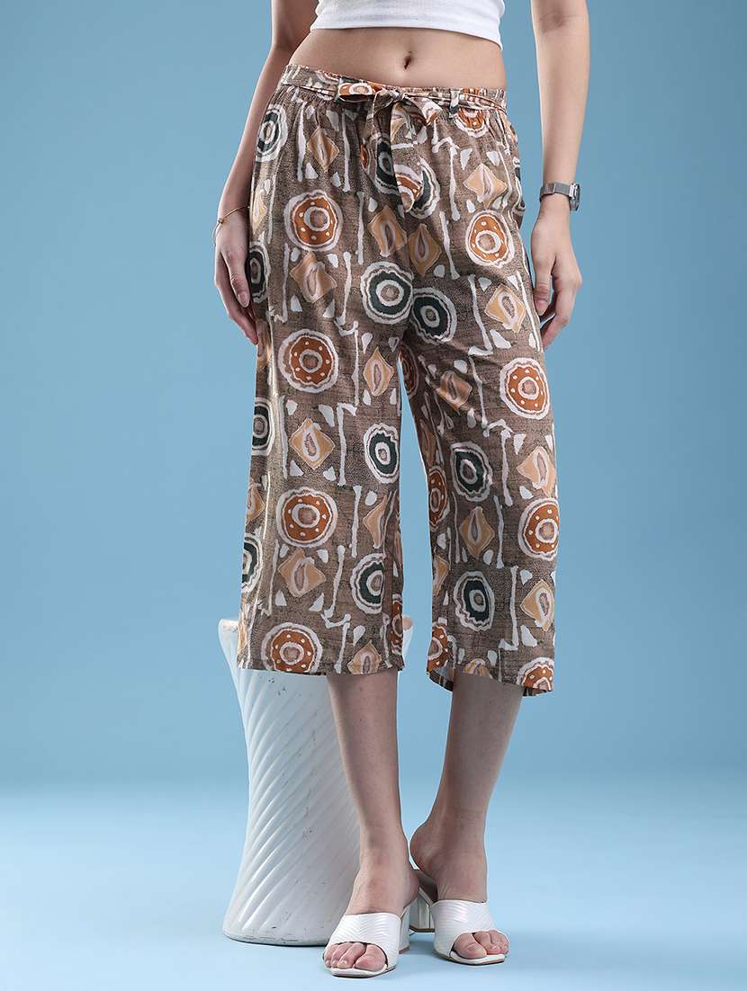 women printed mid rise culottes