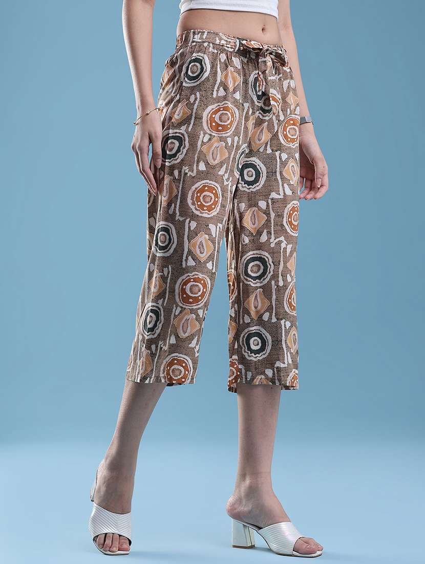 women printed mid rise culottes - 22501679 -  Standard Image - 3