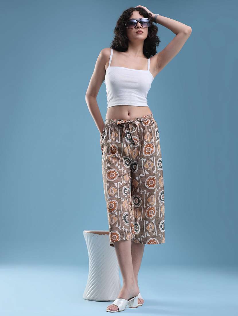 women printed mid rise culottes - 22501679 -  Standard Image - 5