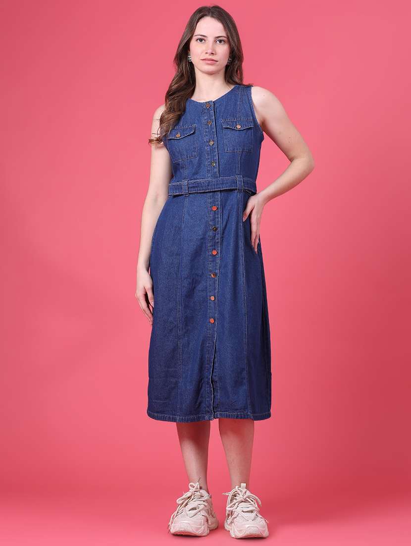 Women Solid Sleeveless A-line Dress - 22501683 -  Standard Image - 3