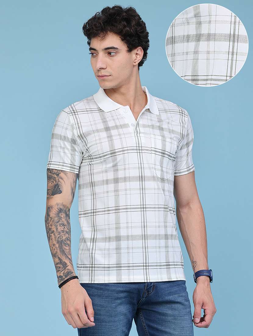 men checkered short sleeve regular fit polo t-shirt - 22501696 -  Standard Image - 3