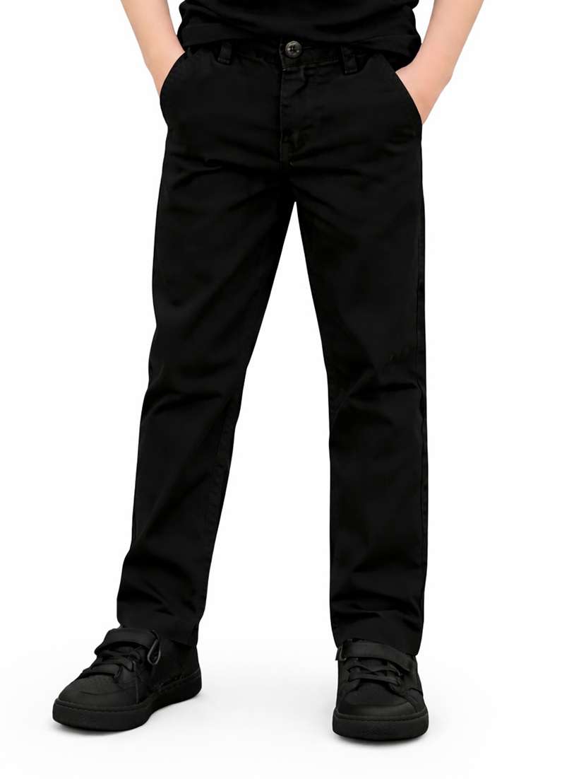 men solid mid rise slim fit trouser