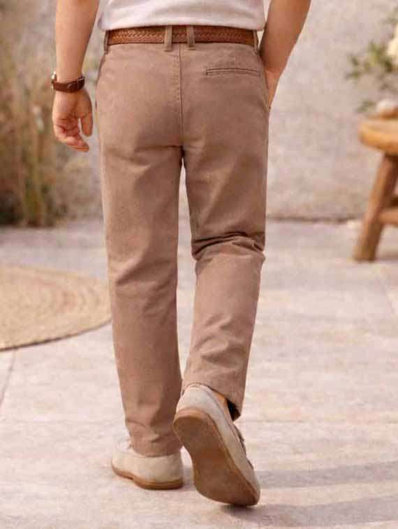 men solid mid rise slim fit trouser - 22501768 -  Standard Image - 3