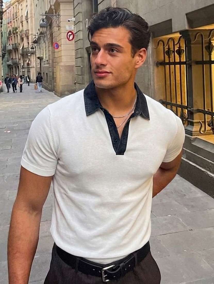 men solid short sleeve slim fit polo t-shirt