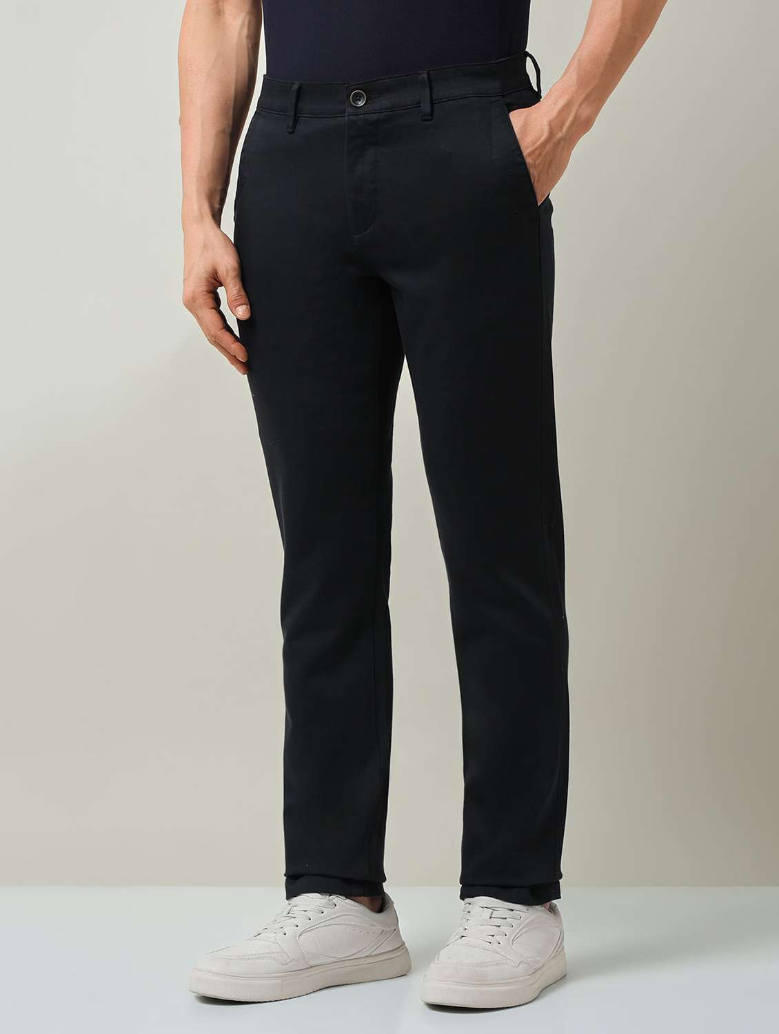 men solid mid rise chinos casual trouser - 22501902 -  Standard Image - 3